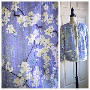 Cherry Blossom Quilted Reversible Eyelet Light Jacket Cotton Large by Appleseeds